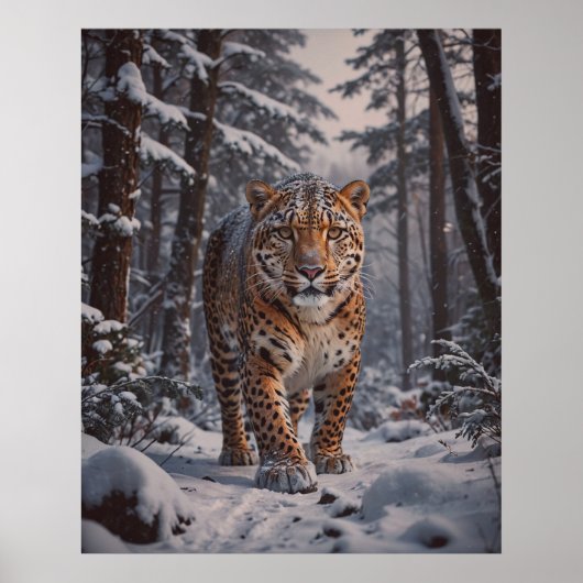 Winter Leopard Poster (Voorkant)