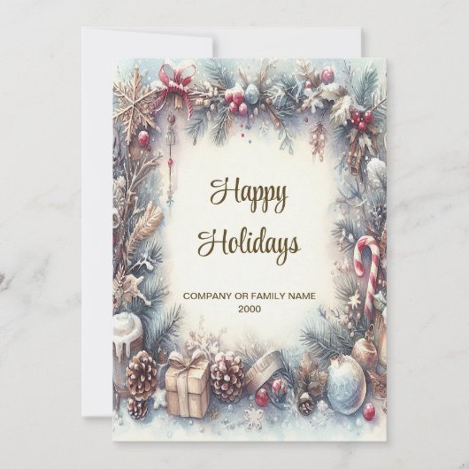 Winter Lijst Vakantie Kerst Kaart (Voorkant)