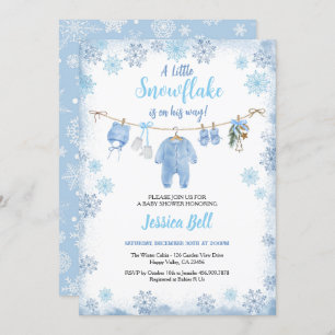 Winter Little Snowflake Baby shower Boy Blue Kaart