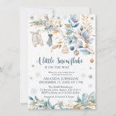 Winter Little Snowflake Clothesline Baby Shower Kaart (Voorkant)