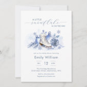 Winter Little Snowflake Ice Skate Baby Shower Kaart (Voorkant)