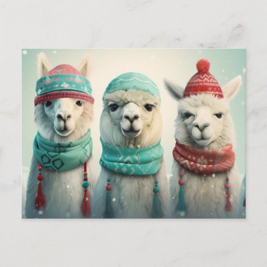 Winter Llamas Feestdagenkaart (Voorkant)