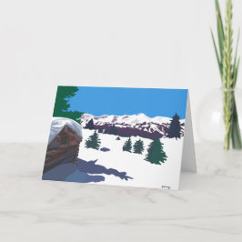 Winter Log Cabin Card Feestdagen Kaart