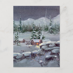 WINTER LOG CABIN DOOR SHARON SHARPE BRIEFKAART