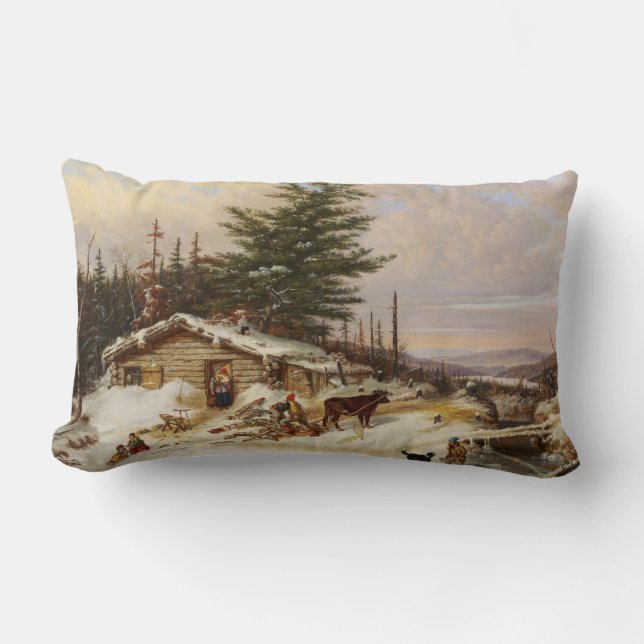 Winter Log House Art lancer oreiller (Recto)