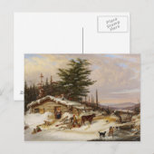 Winter Log House briefkaart (Voorkant / Achterkant)