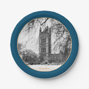 Winter Londen en Westminster Palace/ bord