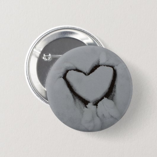 Winter Love - Heart in Snow Ronde Button 5,7 Cm (Voorkant /achterkant)