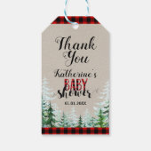 Winter Lumberjack Baby shower Dank u Labels Cadeaulabel (Achterkant)