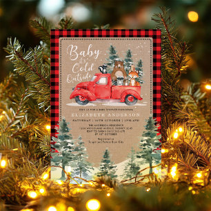 Winter Lumberjack Woodland Animals Baby shower Kaart