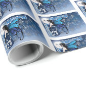 Winter maan fee blauw cadeaupapier (Rol Hoek)
