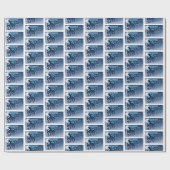 Winter maan fee blauw cadeaupapier (Vlak)