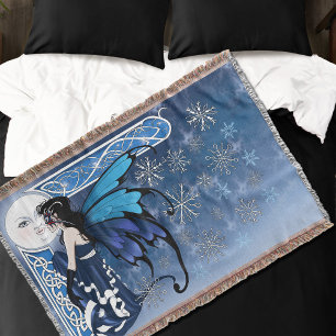 Winter maan fee blauw deken