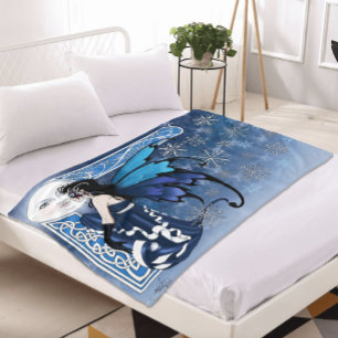 Winter maan fee blauw fleece deken