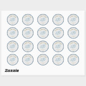 "Winter Magic" Blue Gingham Plaid Adres Ronde Sticker (Vel)
