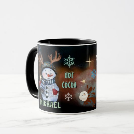 Winter Magic Enchanted sneeuwman Hot Cocoa mok (Voorkant links)