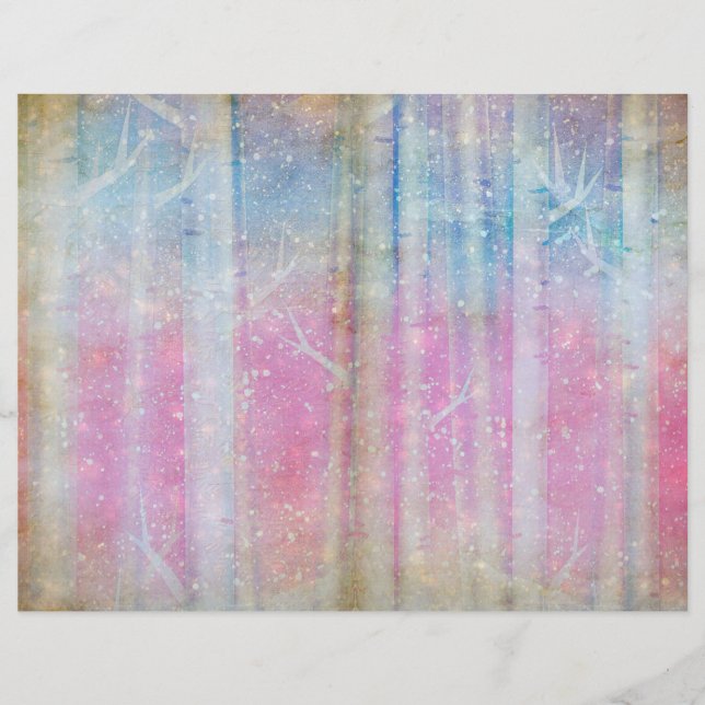 Winter Magic Trees Scrapbook Page Paper | elegant (Voorkant)