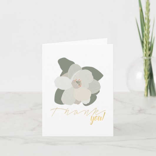 Winter Magnolia Flower Leaves Bedankkaart (Voorkant)