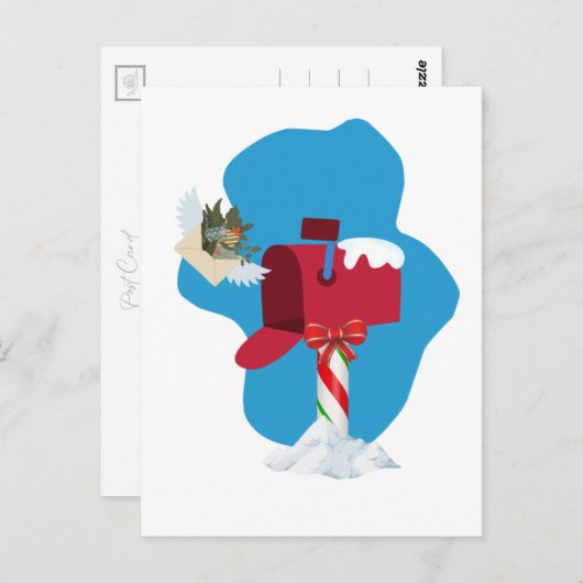 Winter Mailbox Airmail Briefkaart (Voorkant / Achterkant)