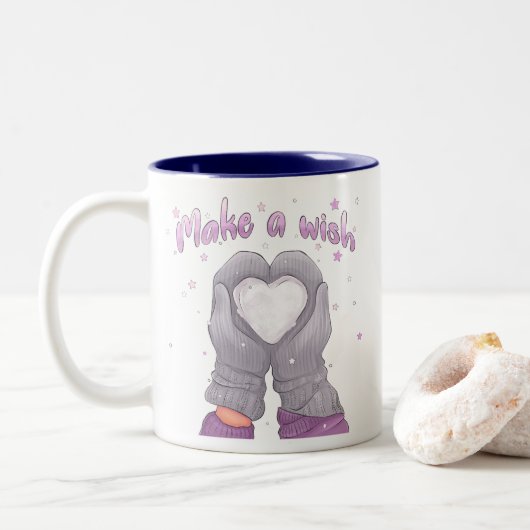 Winter Make A Wish Meisjesachtig Tweekleurige Koffiemok (Met donut)