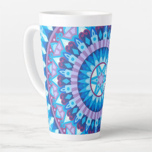 Winter Mandala Blauwe Geometrische Sneeuwpatroon K Latte Mok