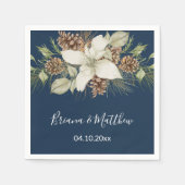 Winter Marine Blauw Elegant Script Bruiloft Servet (Voorkant)