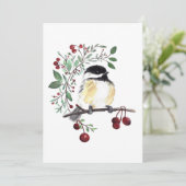 Winter Mees Vogelbessen Feestdagenkaart (Staand voorkant)