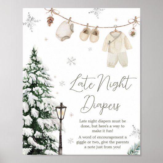 Winter Merry Little Baby Kleding Late Night Luier Poster (Voorkant)