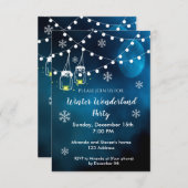 Winter merveilleuse fête invitation nuit bleu lune (Devant / Derrière)