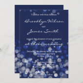 Winter met huwelijk uitnodiging Blue Bokeh (Voorkant / Achterkant)