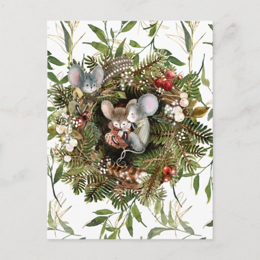 Winter Mice Kerstfeestdag Briefkaart (Voorkant)