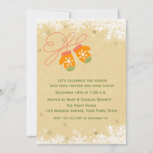 Winter Mittens, Fête Invitation (Devant)