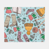 Winter Mode Doodle schetspatroon Fleece Deken (Voorkant (Horizontaal))