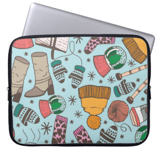 Winter Mode Doodle schetspatroon Laptop Sleeve