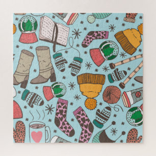 Winter Mode Doodle schetspatroon Legpuzzel