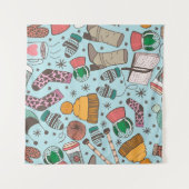 Winter Mode Doodle schetspatroon Wandkleed (Voorkant (horizontaal))