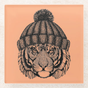 Winter Mode Ready Tiger Glazen Onderzetter