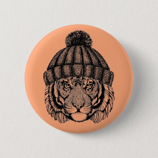 Winter Mode Ready Tiger Ronde Button 5,7 Cm (Voorkant)