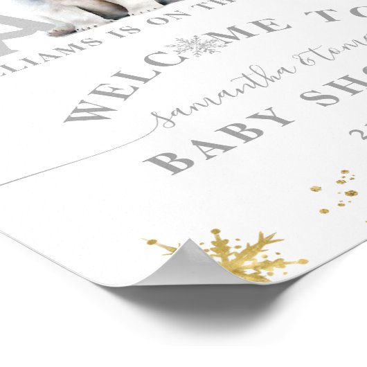Winter Modern Barly Wachten Baby shower Welkom Poster (Hoek)