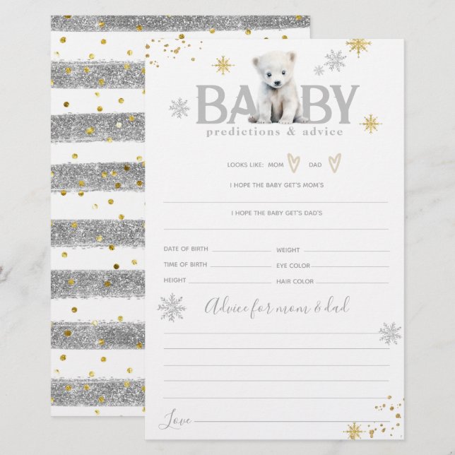 Winter Modern Barly Wachten Neutraal Baby shower s (Voorkant / Achterkant)