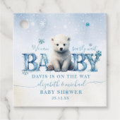 Winter Modern Bearly Wait Polar Beer Baby shower Bedankjes Labels (Voorkant)