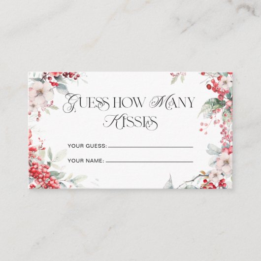 Winter Modern Bloemen Hoeveel Kussen Bruidsspel Informatiekaartje (Voorkant)