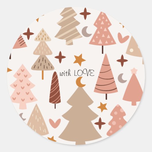 Winter Modern Boho Kerst Ronde Sticker (Voorkant)