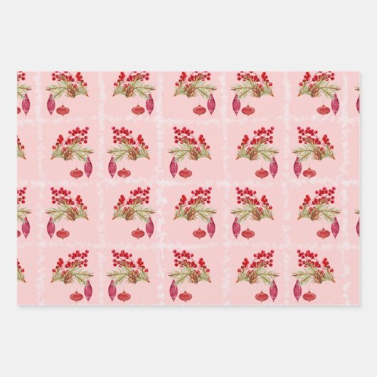 Winter Modern Fun Panda Rood Roze Kerst Inpakpapier Vel (Voorkant 3)