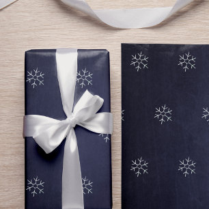 Winter Moderne Elegante Witte Sneeuwvlokken op Mar Cadeaupapier