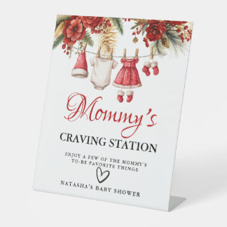 Winter  Mommy’s Craving Station baby Shower sign Reclamebord Met Voetstuk
