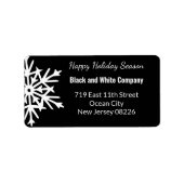 Winter Monochrome Zwart & Wit Sneeuwvlok Adres Etiket (Voorkant)