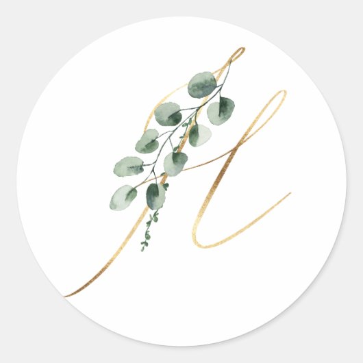 winter monogram kerst ronde sticker (Voorkant)