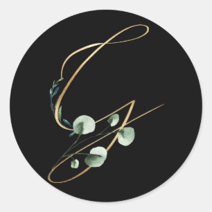 winter monogram letter kerstmis ronde sticker