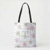 Winter Monogram Snowflake Modern Holiday Stijlvol Draagtas (Voorkant)